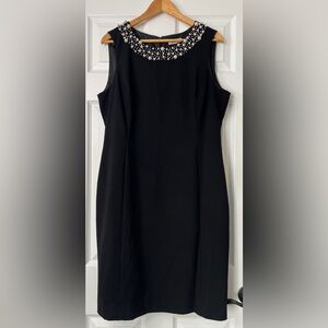 Calvin Klein Black Dress with Pearl Accents